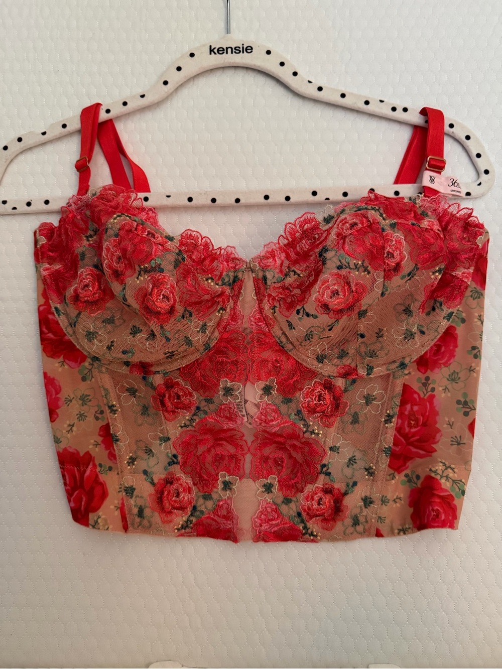 Victoria's Secret Red Floral Lace Bustier